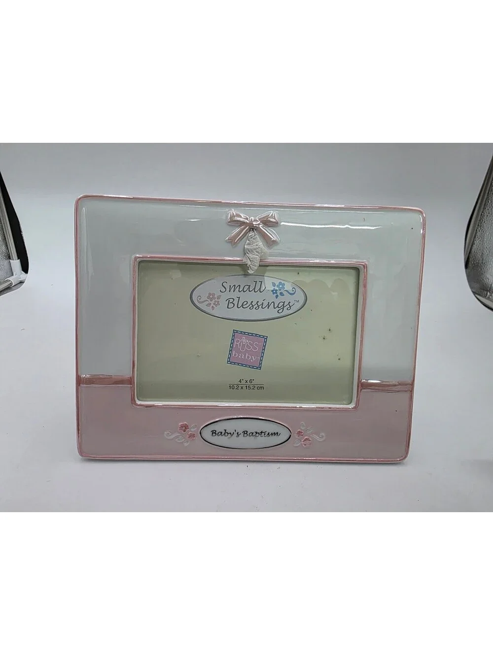 Russ Baby Small Blessings Baby's Baptism Picture Frame Pink and White